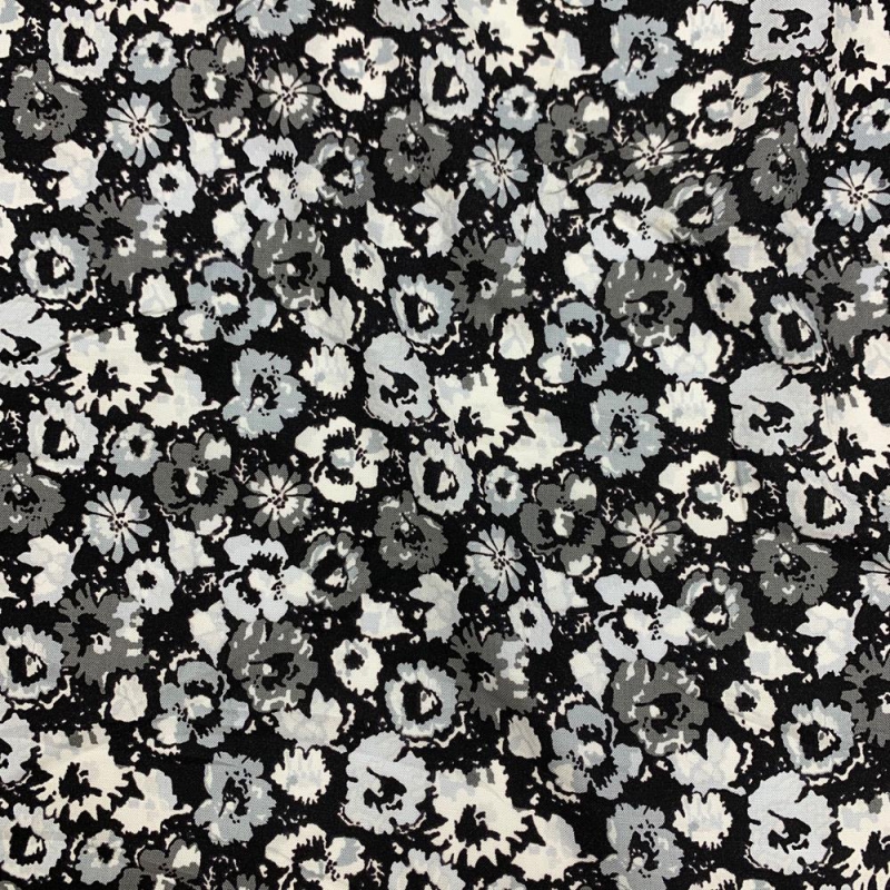 Tkanina wiskozowa chally - szare kwiaty