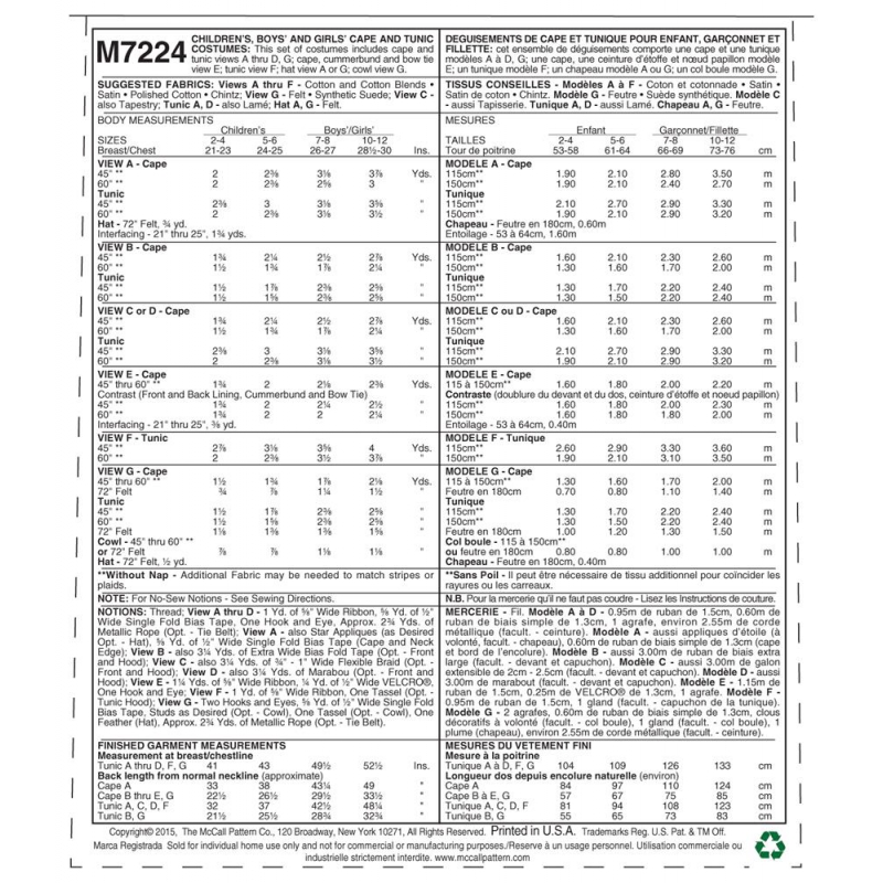 Wykrój McCall's M7224