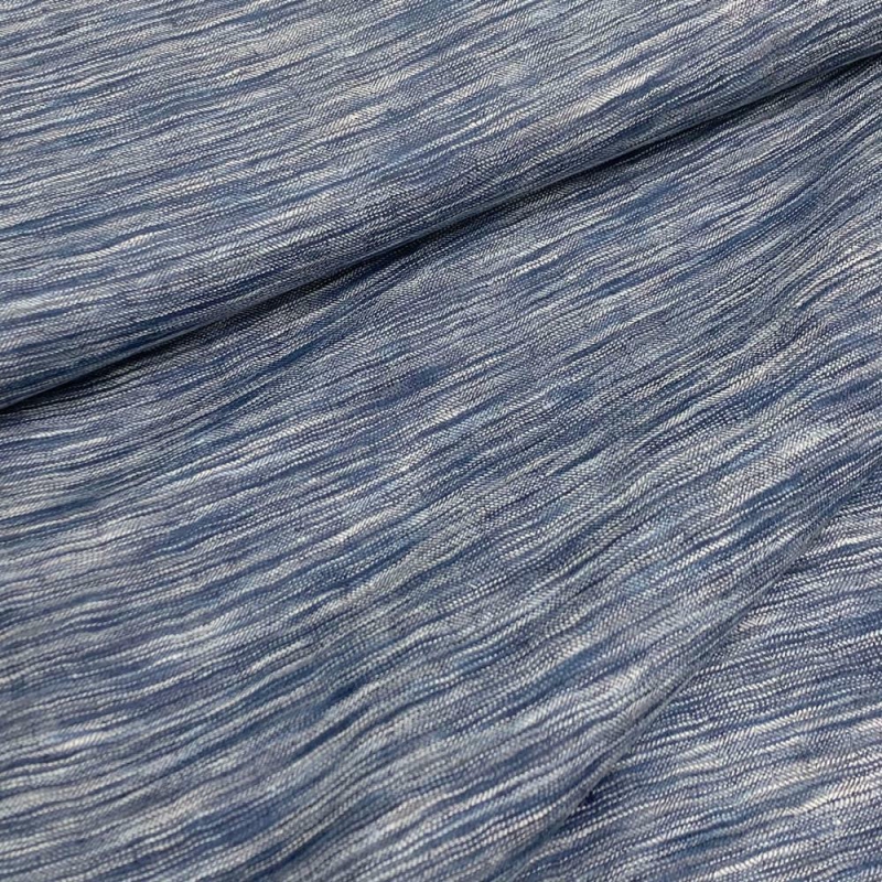 Włoska tkanina lniana niebieska