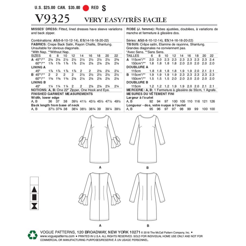 Wykrój Vogue Patterns V9325 / Very Easy Vogue