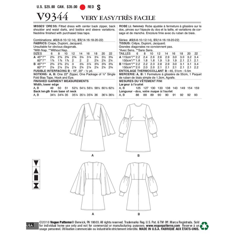 Wykrój Vogue Patterns V9344 / Vogue Wardrobe