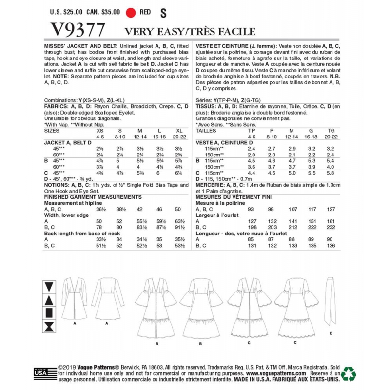 Wykrój Simplicity S9012 Wykrój Simplicity S9012