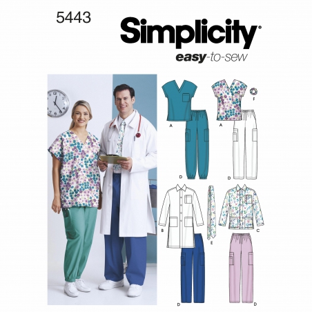 simplicity unisex scrubs pattern 5443 envelope
