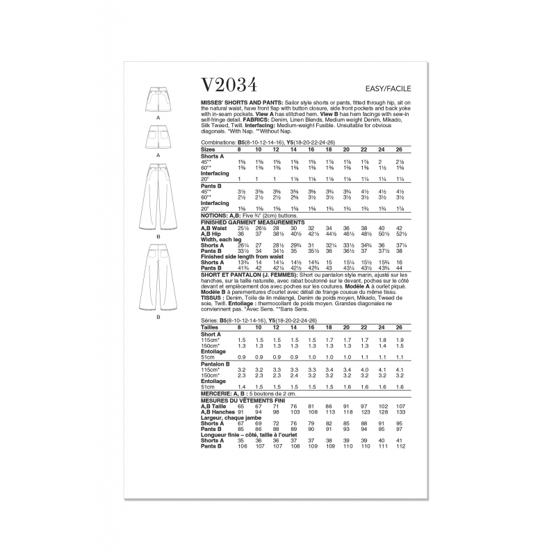 Wykrój Vogue Patterns V2034