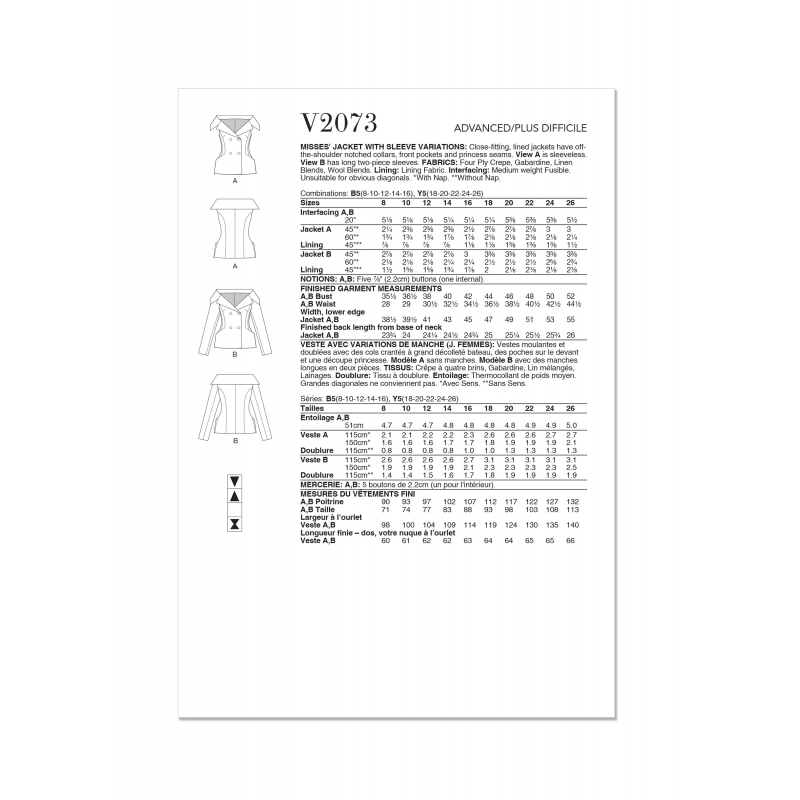 Wykrój Vogue Patterns V2073