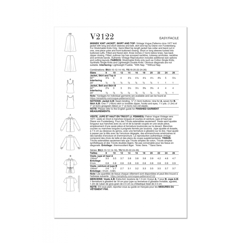 Wykrój Vogue Patterns V2122